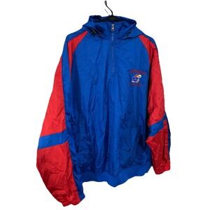 VINTAGE Red Oak NCAA Kansas Jayhawks Men's 1/4 Zip Windbreaker Jacket Large L